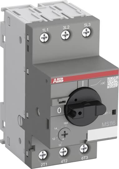 Автоматический выключатель защиты двигателя ABB MS116-2,5 50 кА с регулируемой тепловой защитой 1,6....2,5 А 1SAM250000R1007