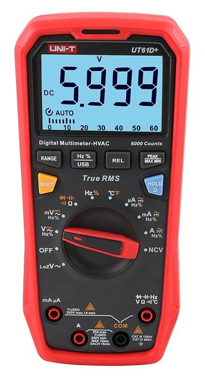 МультиметрUT61D+UNI-TUSBинтерфейсNCVTrueRMSёмкостьчастотатемпература
