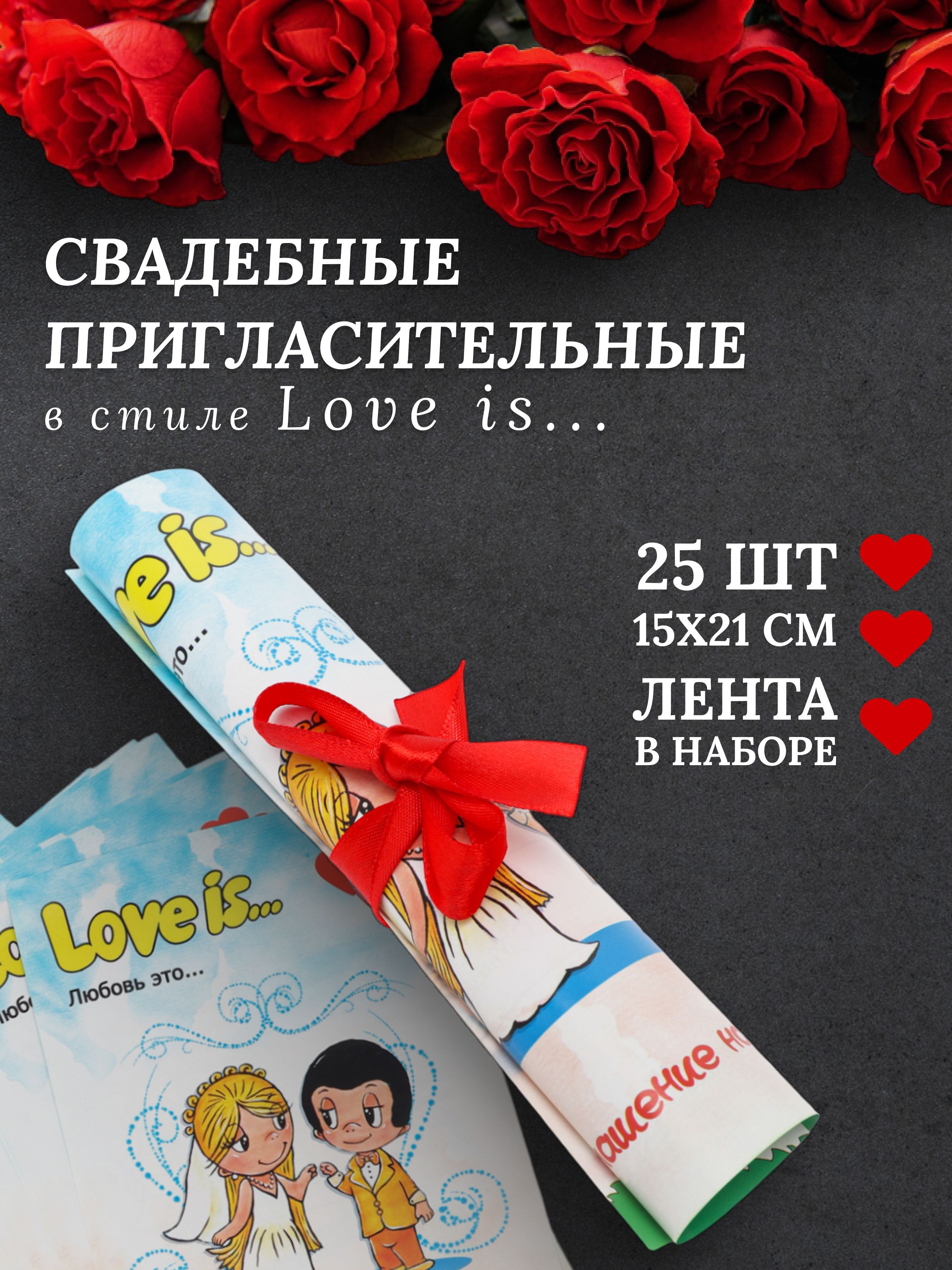 Приглашение на свадьбу «Love is» 12*18 см