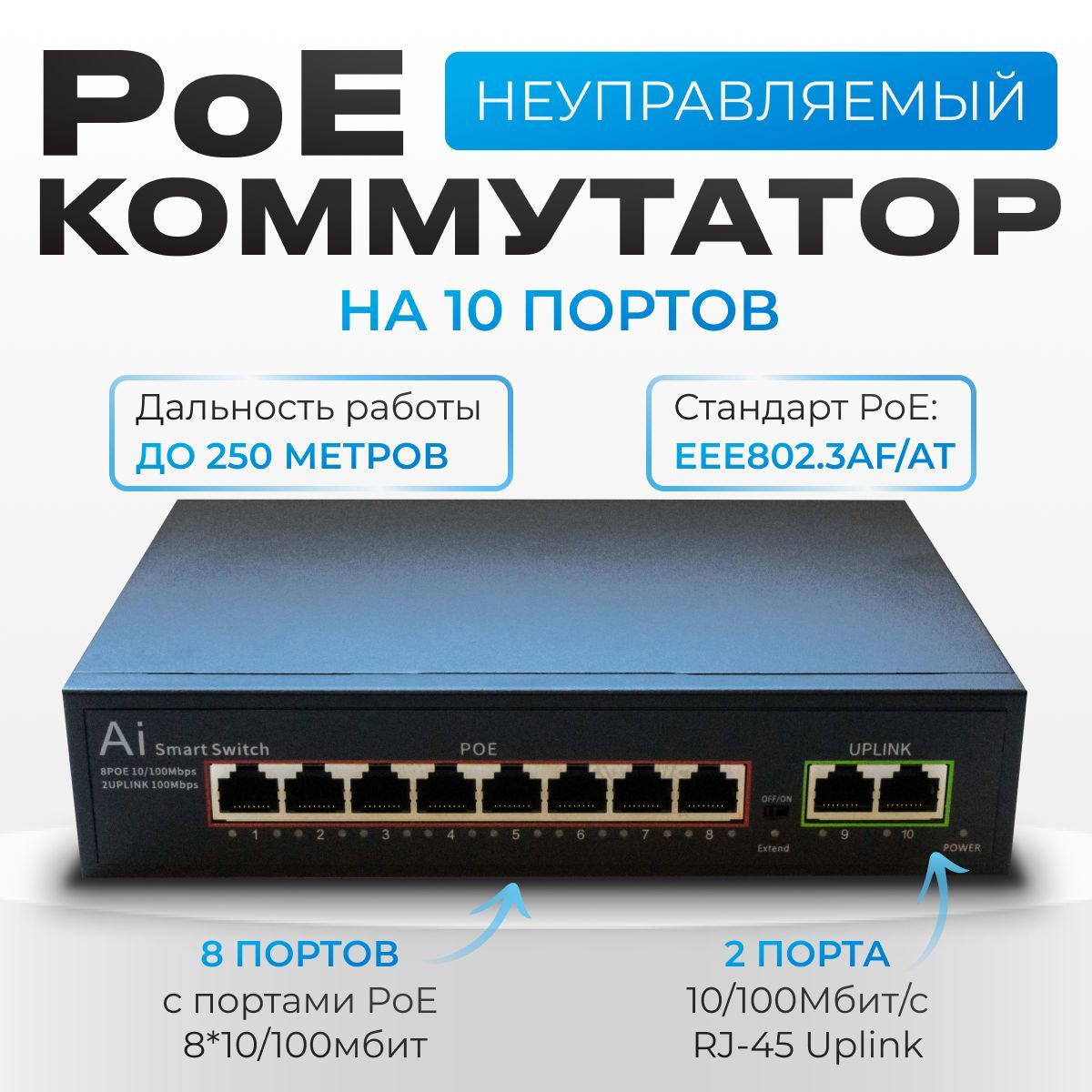 Коммутатор8ПортовPoe