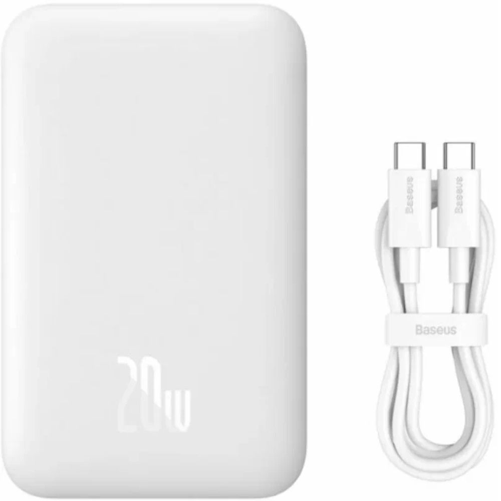 ВнешнийаккумуляторповербанкBaseusMagneticMiniPowerBank10000mAh20WWhite(PPCX070002)