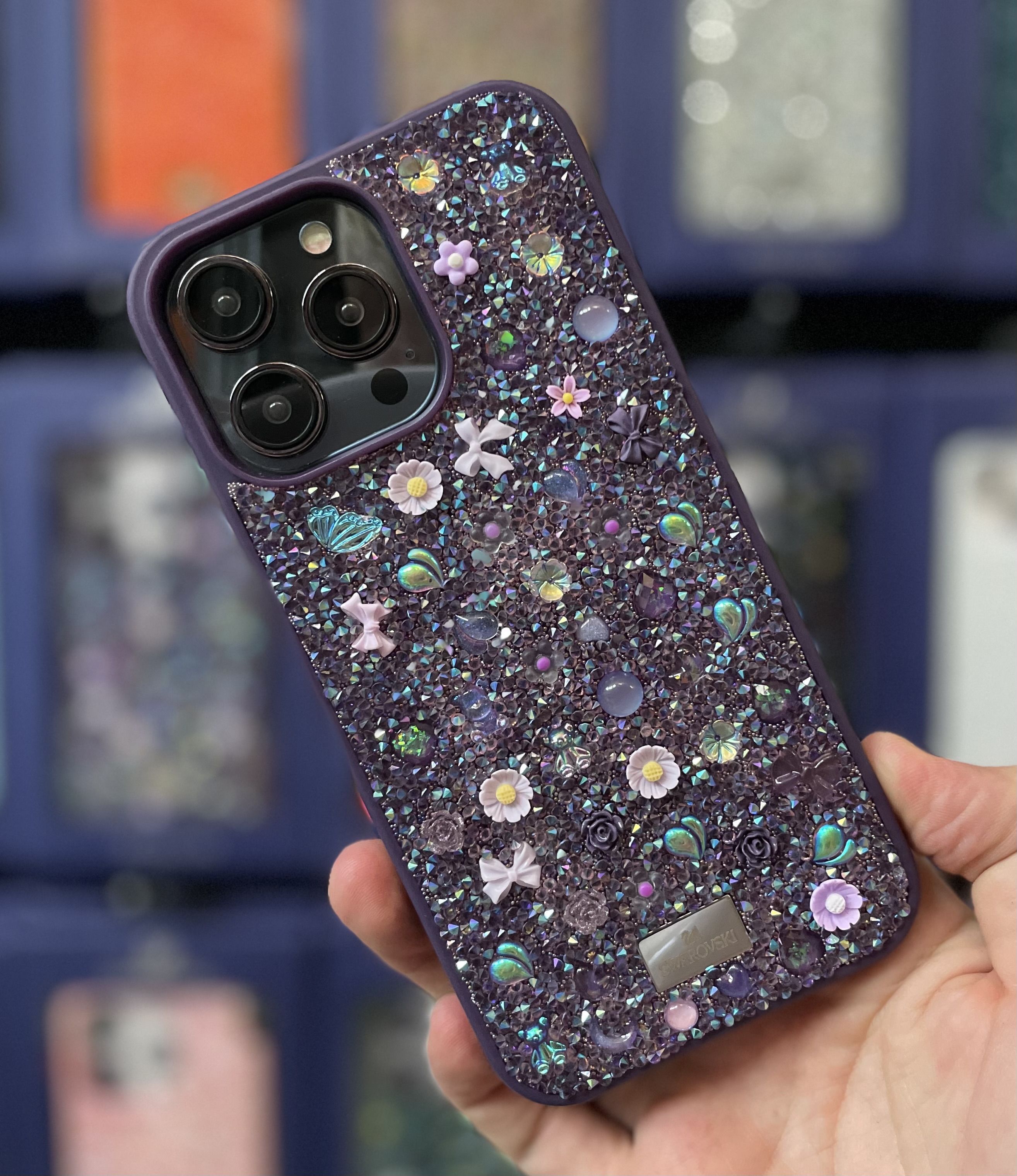 Чехол Swarovski Crystals для iPhone 13 Pro фиолетовый - купить с доставкой  по выгодным ценам в интернет-магазине OZON (1139599189)