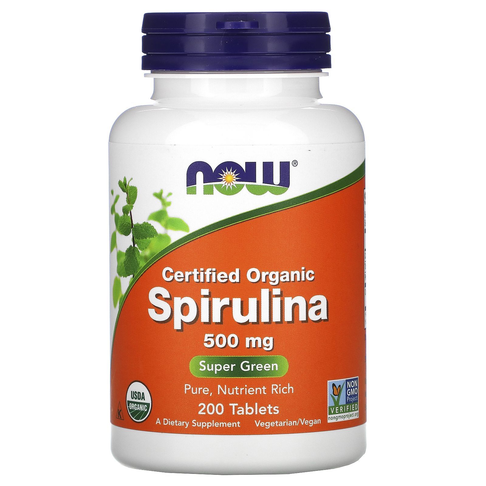 NOW Spirulina Спирулина 500 200 таб (535,45 мг)