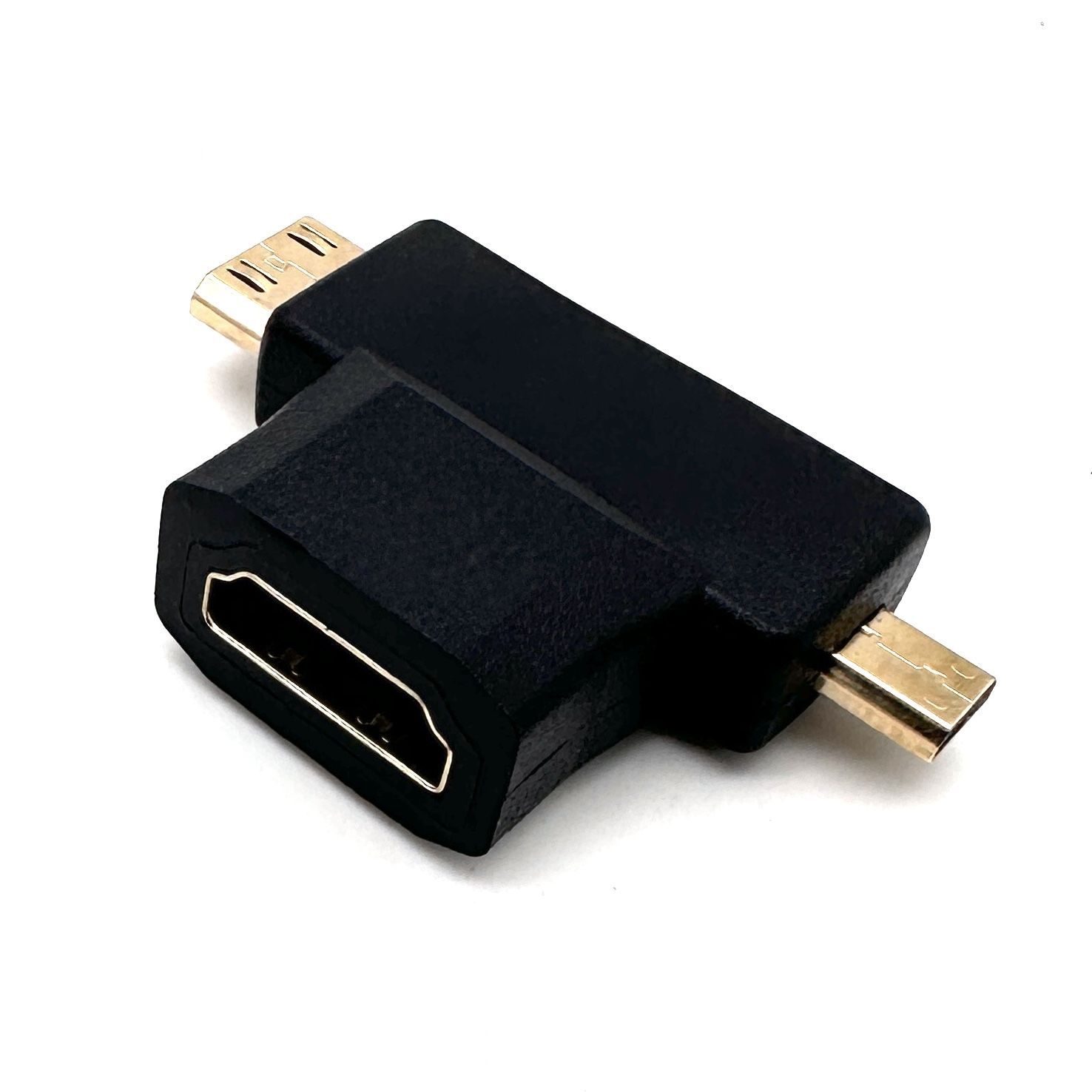 Переходник HDMI (F) - microHDMI (M) - miniHDMI (M) гнездо-штекер-штекер