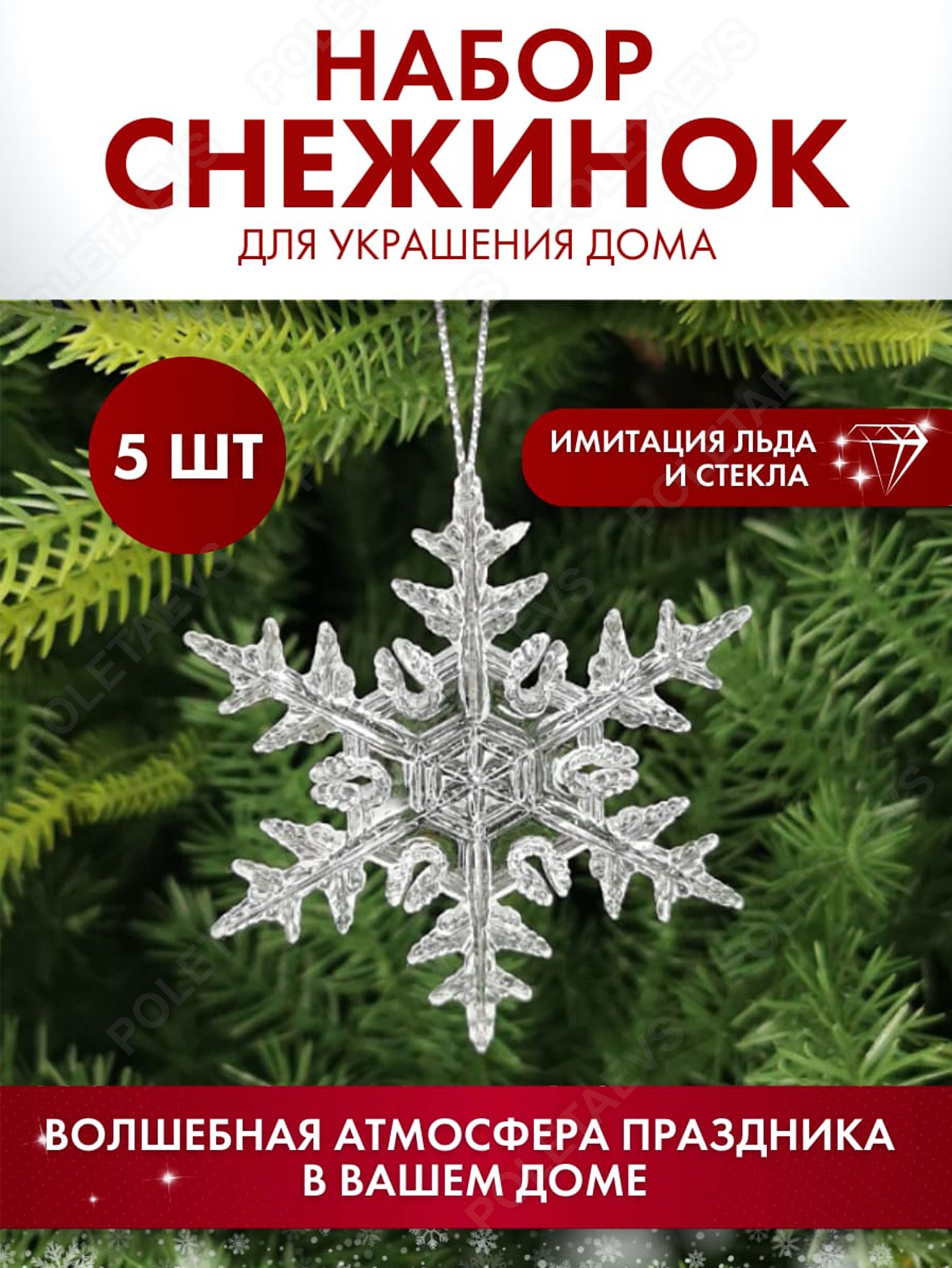 Украшение на праздник новогоднее Poletaevs прозрачный купить по выгодной  цене в интернет-магазине OZON (1184503781)