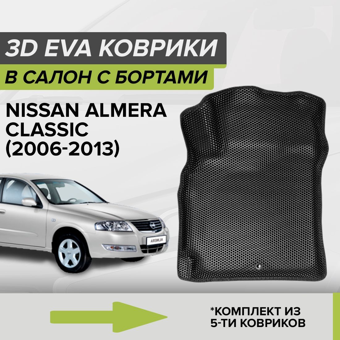 Коврики в салон автомобиля CellMat 3DS_NISSANALMERACLASSIC_BLACK, цвет  черный - купить по выгодной цене в интернет-магазине OZON (732198382)