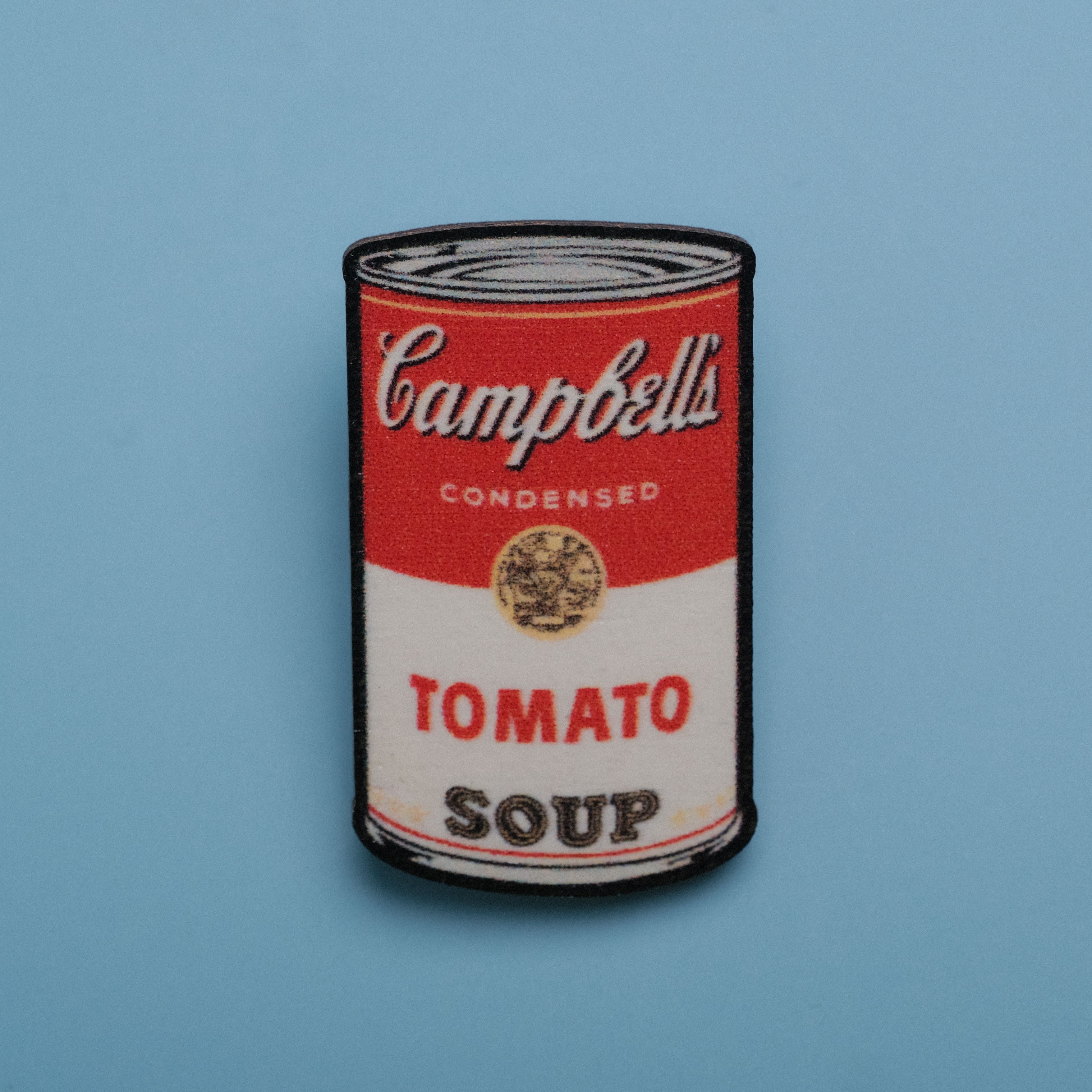 Значок деревянный Campbell Soup (банка с супом Кэмпбелл Энди Уорхола),  CheshirSpb, Чеширспб, пин, брошь, подарок на день рождения, значок на шопер  - купить с доставкой по выгодным ценам в интернет-магазине OZON (1154450446)