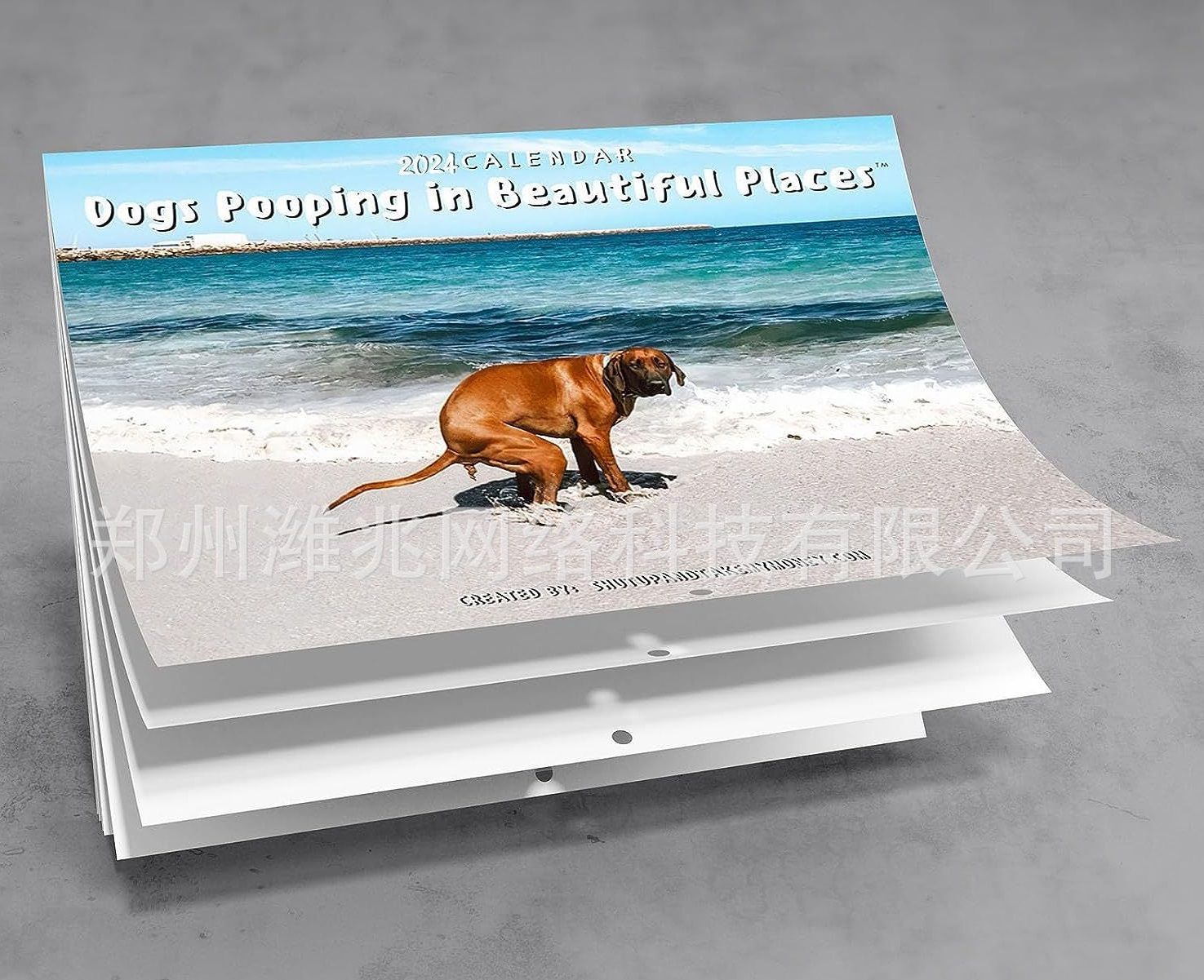Календарь на 2024 год с фото-приколами какающих собак на фоне красивых мест