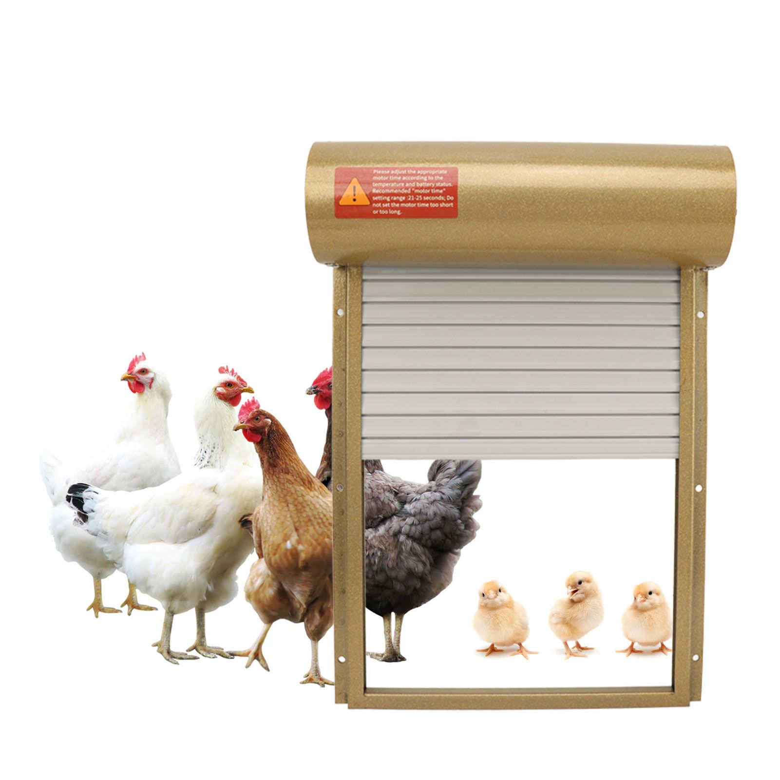 Металлическая рулонная дверь курятника с таймером