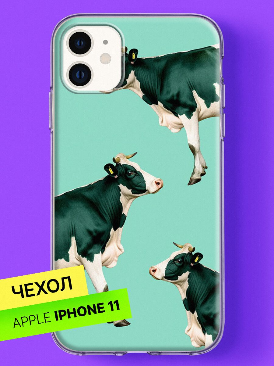 Силиконовый чехол на Apple iPhone 11 с принтом Коровы - купить с доставкой  по выгодным ценам в интернет-магазине OZON (1233341292)