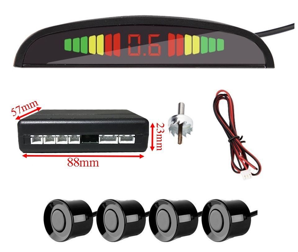 Парктроники задние на 4 датчика черные/ передний парковочный радар задний