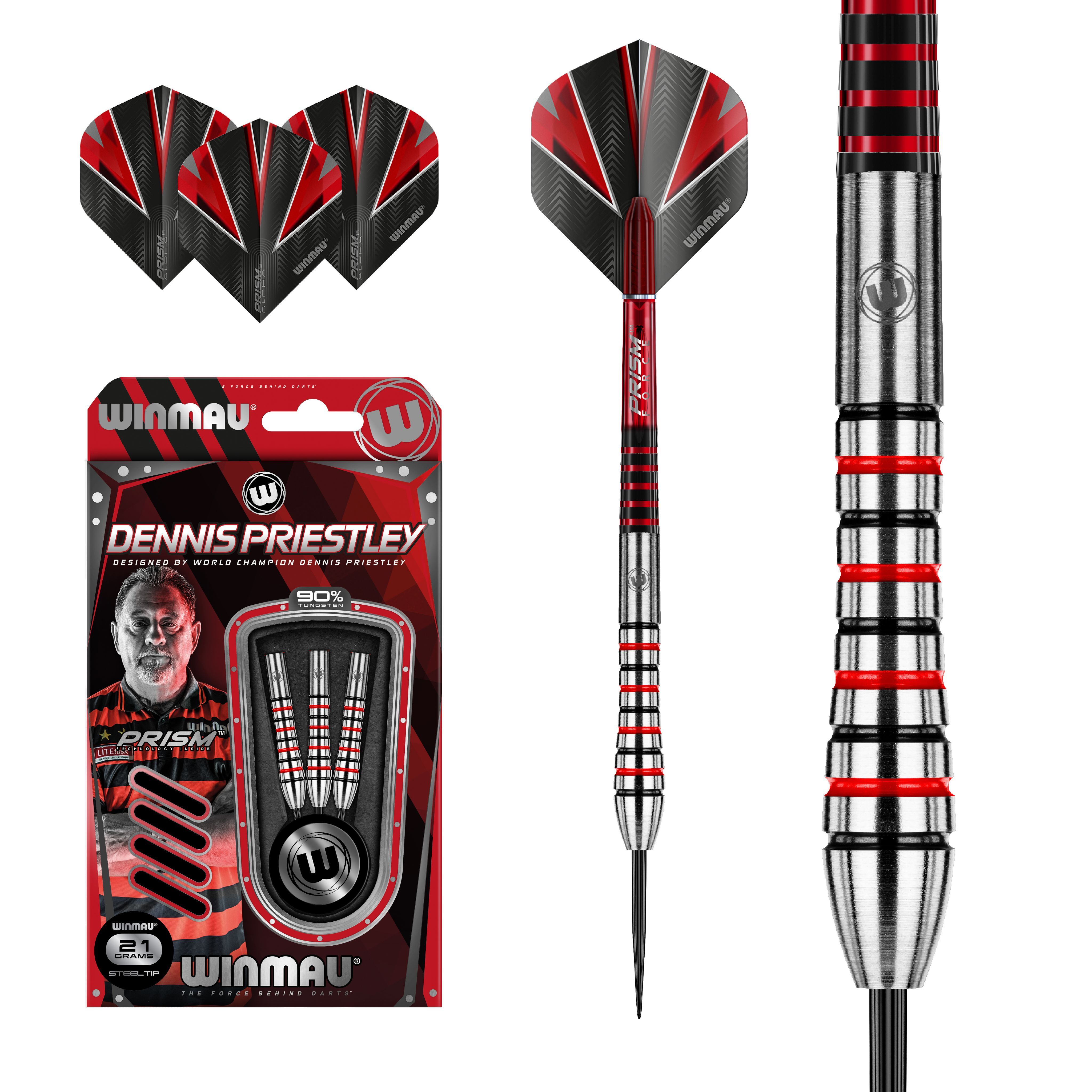 Чемпионские дротики 21гр для Дартс Winmau Dennis Priestly steeltip. 90% вольфрам.