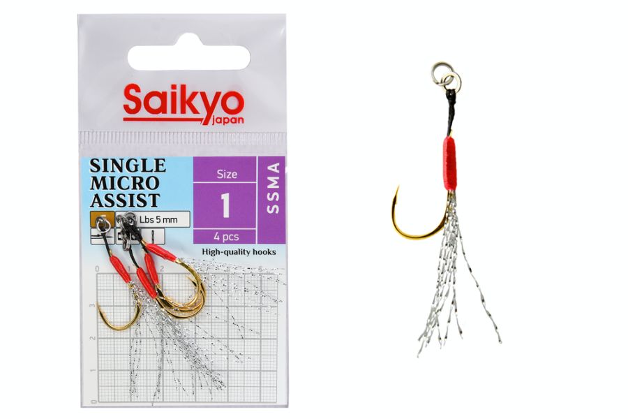 Крючки Saikyo SSMA SINGLE MICRO ASSIST №1 (4 шт), (10 шт.)