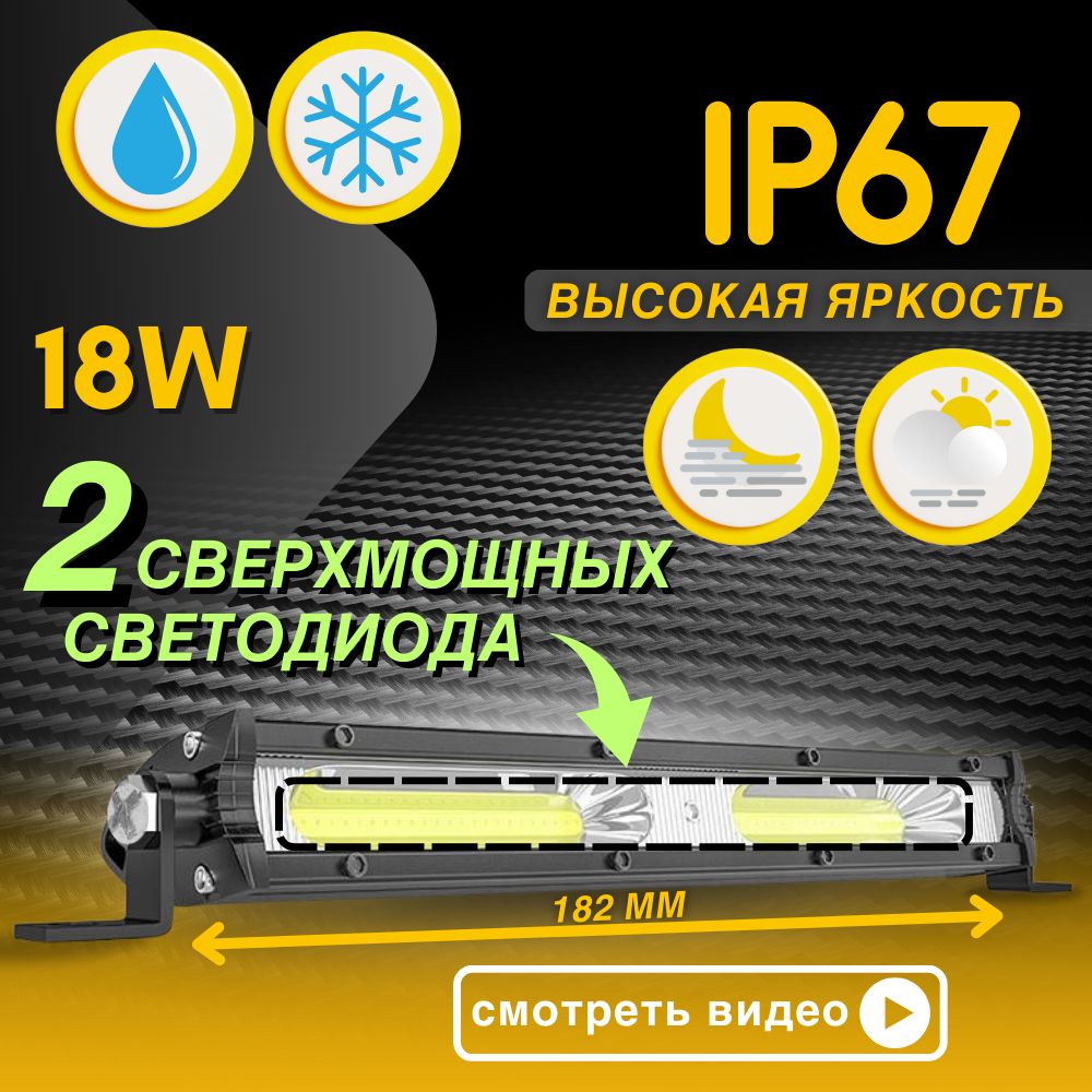 Cветодиодная противотуманка LED фара балка дхо 18W