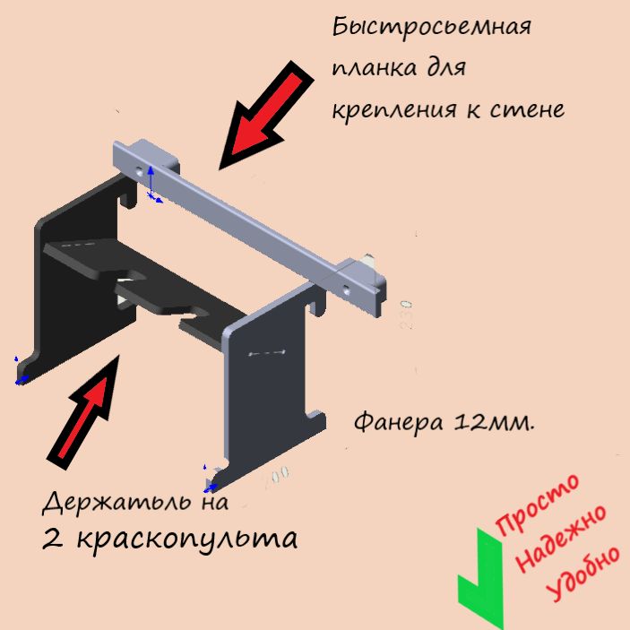 Держатель краскопульта 2х местный