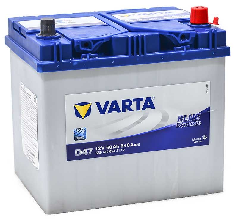 Аккумулятор автомобильный Varta Blue Dynamic Asia D47 60 А/ч 540 A обр. пол. Азия авто (232x173x225) 560410 без бортика