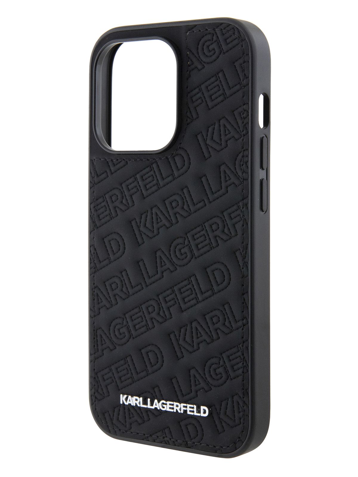 ЧехолKarlLagerfeldPUQuiltedнаAppleiPhone15Pro/дляАйфон15Произэкокожи,стеганый,сзащитойкамеры,сметаллическимлоготипом,черный