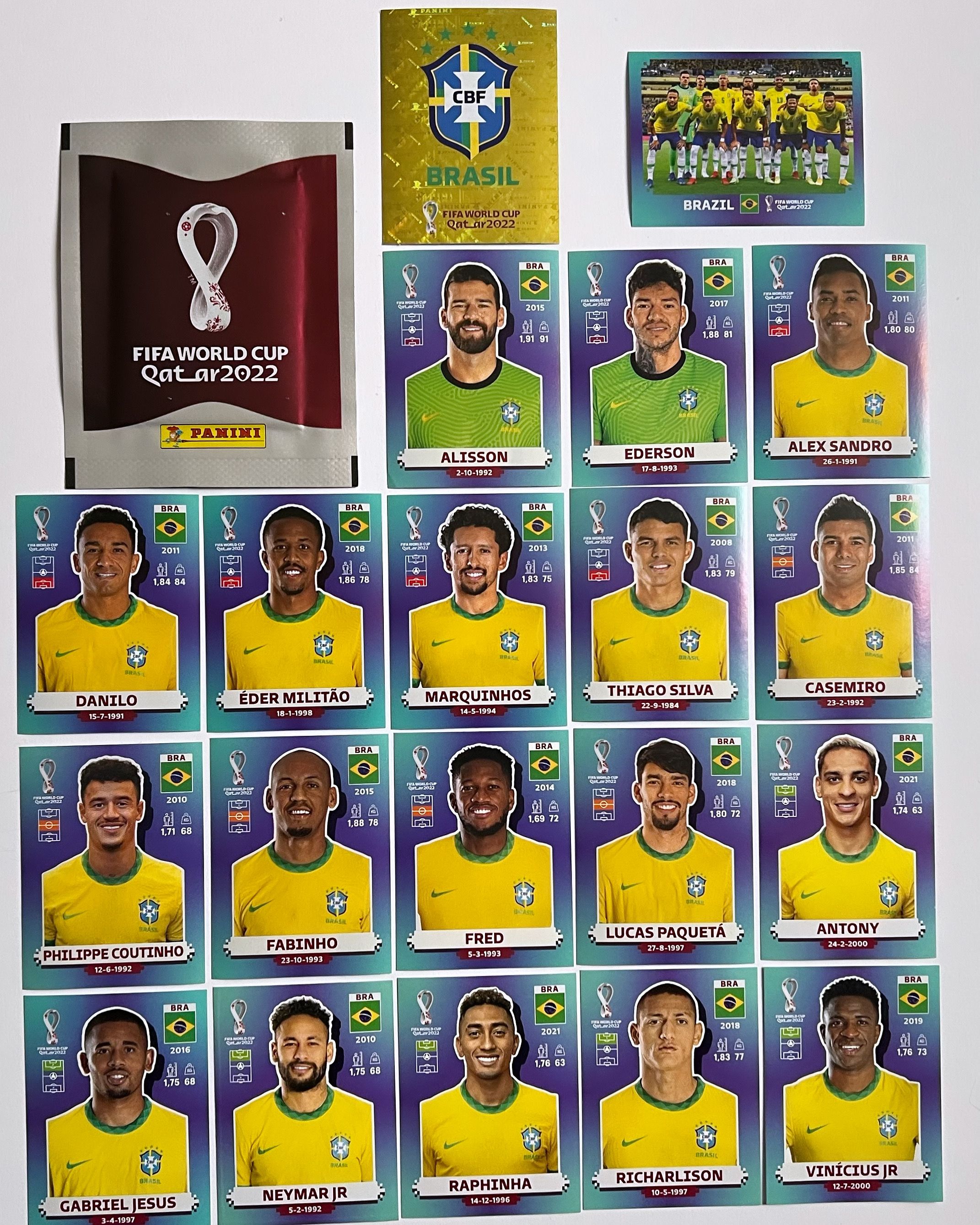 Panini FIFA World Cup 2022 Qatar команда Бразилия + пакетик