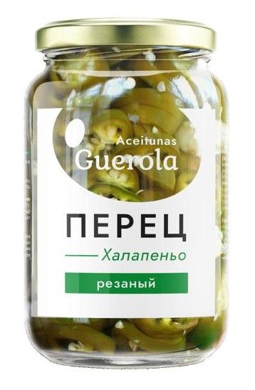 Перец "Aceitunas Guerola" Халапеньо резаный (зеленый) 350г/370мл