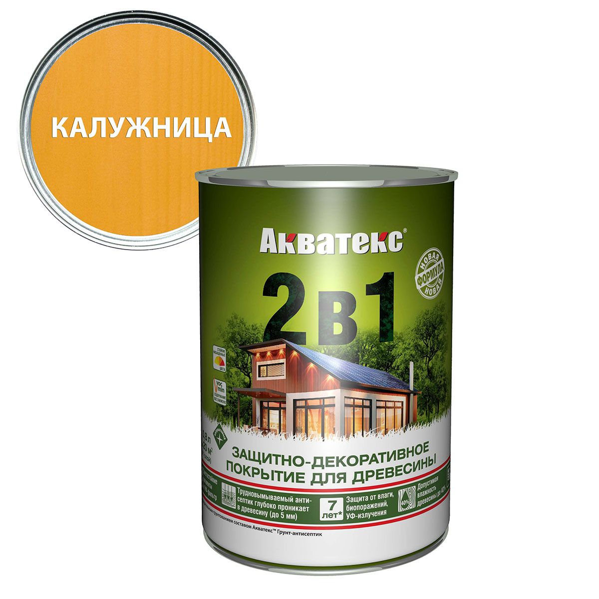 АКВАТЕКС 2 в 1 защитно-декоративное покрытие для дерева, алкидное, полуматовое, лессирующее, калужница (0.8 л)