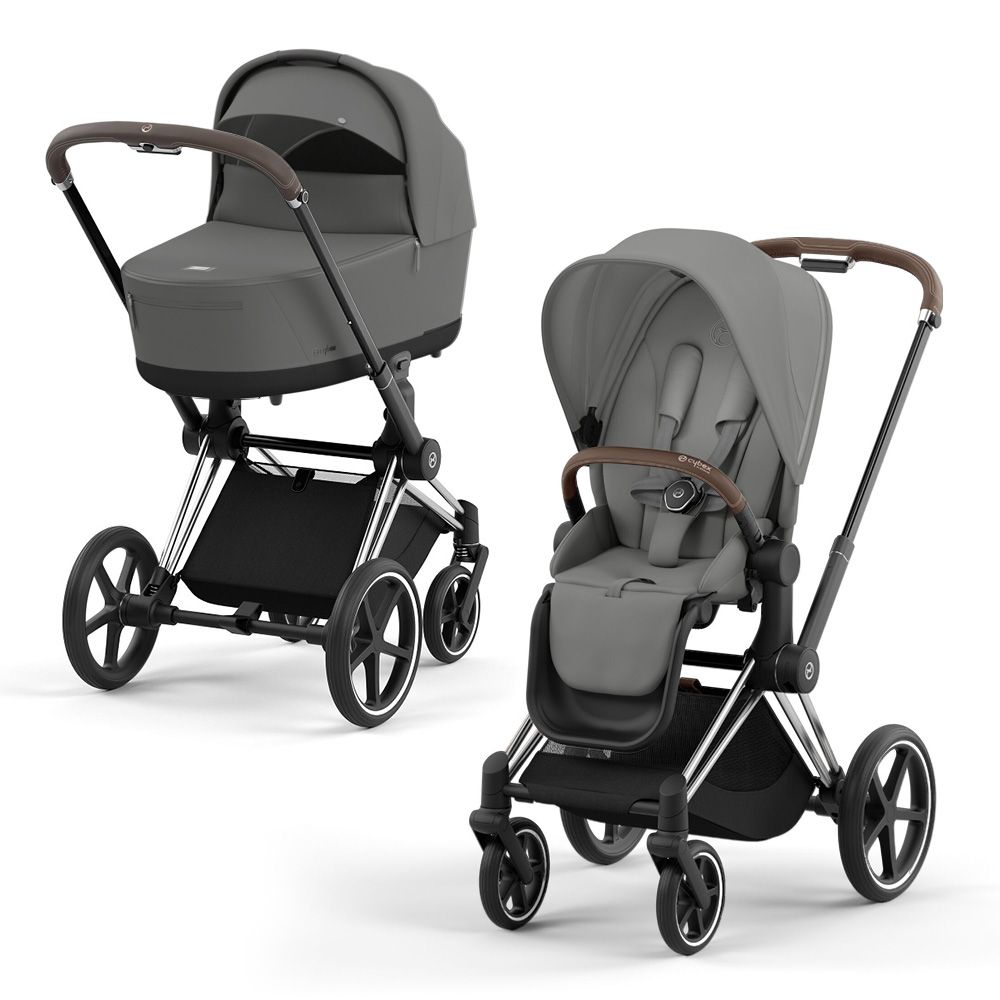 Cybex Priam IV коляска 2 в 1 Mirage Grey, на шасси Chrome/brown, полная комплектация