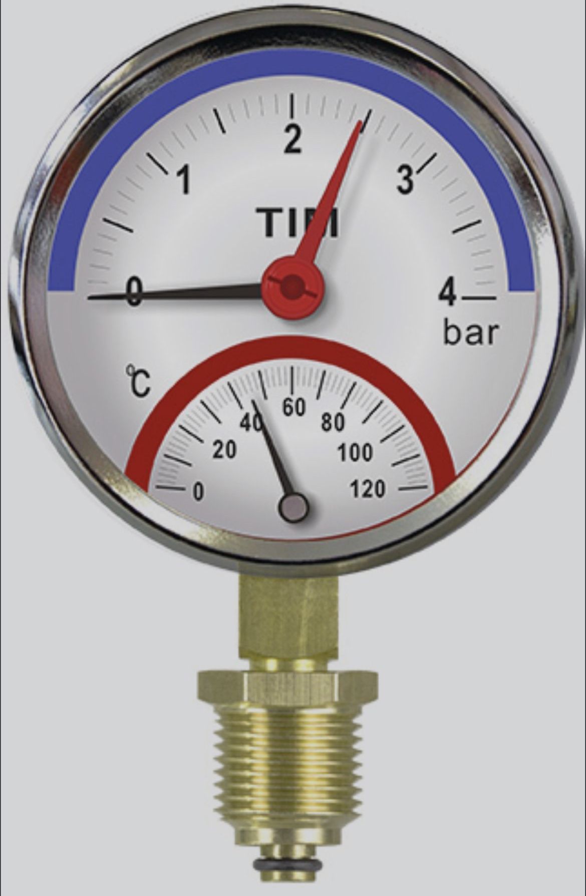 Термоманометр радиальный, TIM, 4 бар,Y-80-4