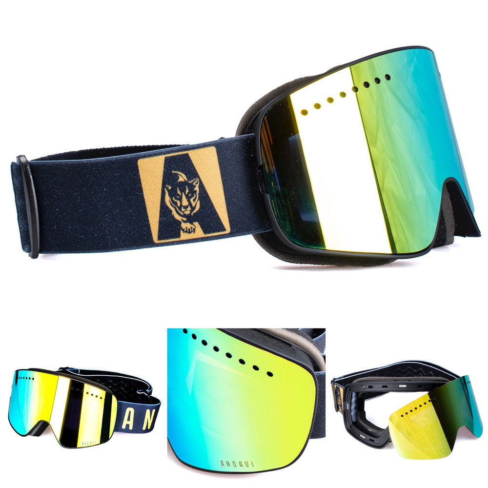Очки горнолыжные / сноубордические Andavi Neo Magnet, цвет Sun Glow, магнитная линза. Футляр, балаклава #1