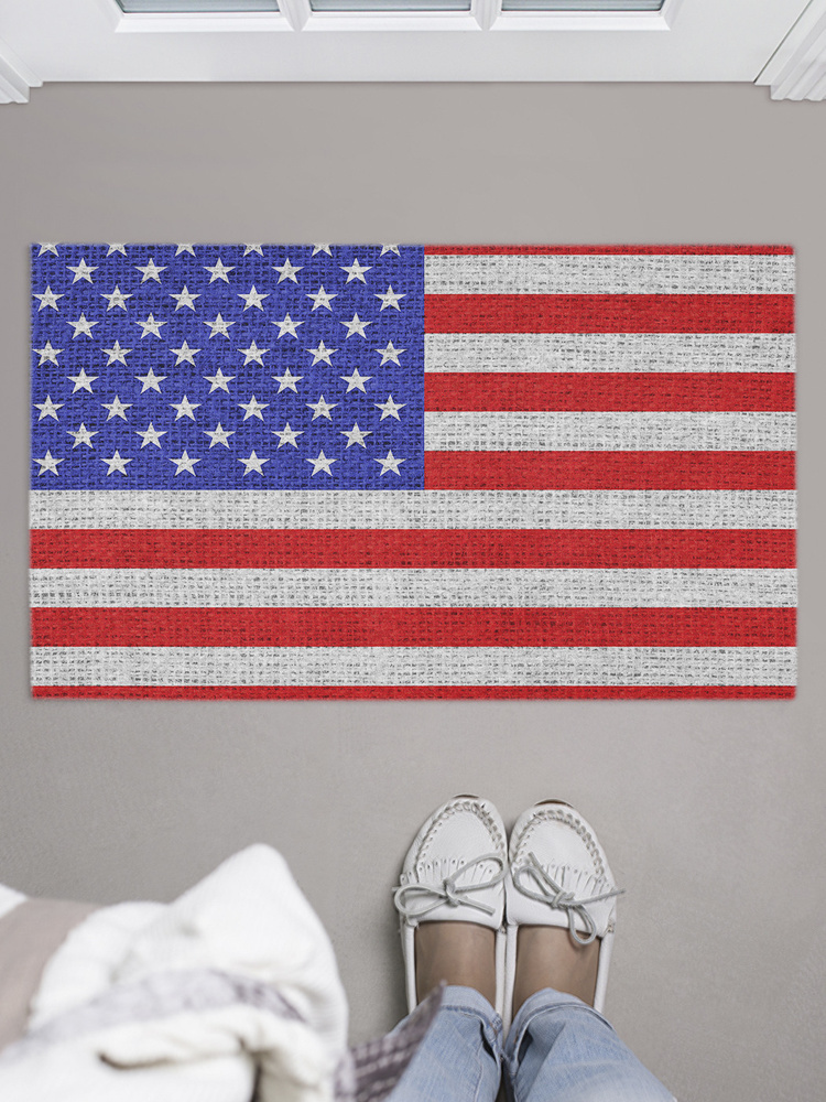 JoyArty Коврик придверный Вышитый американский флаг, 0.75 x 0.45 м  #1