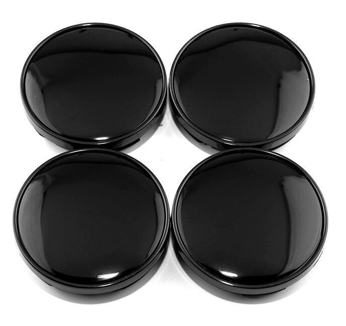 Колпачки на литые диски 59/55/14 мм -4 шт / Заглушки ступицы KK4 черные пластиковые со стикером черного #1