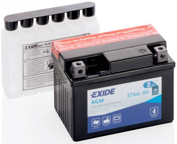EXIDE Аккумулятор для мототехники, 3 А•ч, Обратная (-/+) полярность  #1