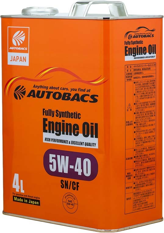 Моторное масло Autobacs ENGINE OIL SAE API SN/CF FULLY SYNTHETIC 5W-40 ...
