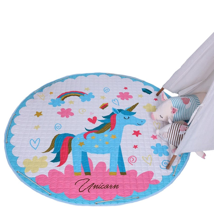 Стеганый игровой коврик мешок "Радужный единорог", диаметр 1,5м ...