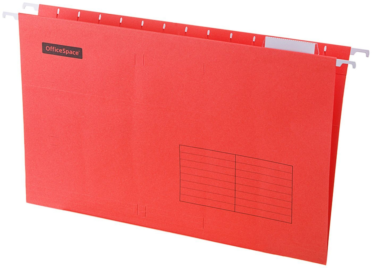 Папка подвесная OfficeSpace Foolscap А4, картон, красная, 10 штук #1