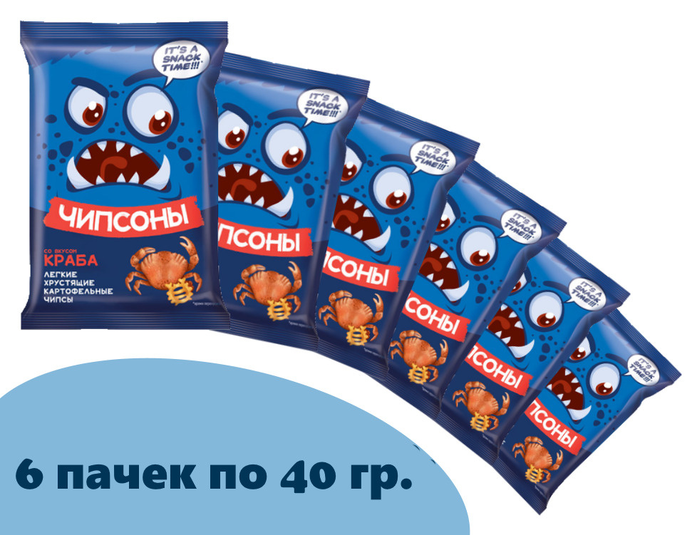Чипсоны, чипсы со вкусом краба, 40 г, 6 пачек — купить в интернет ...