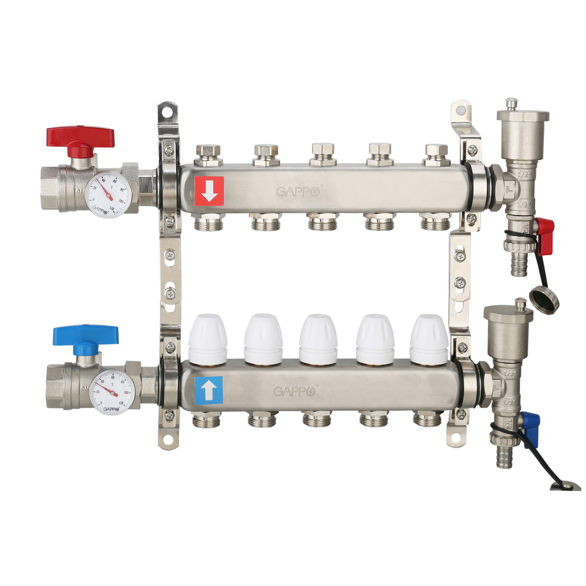 Коллектор регулируемый с запорными клапанами из нержавеющей стали Gappo ...