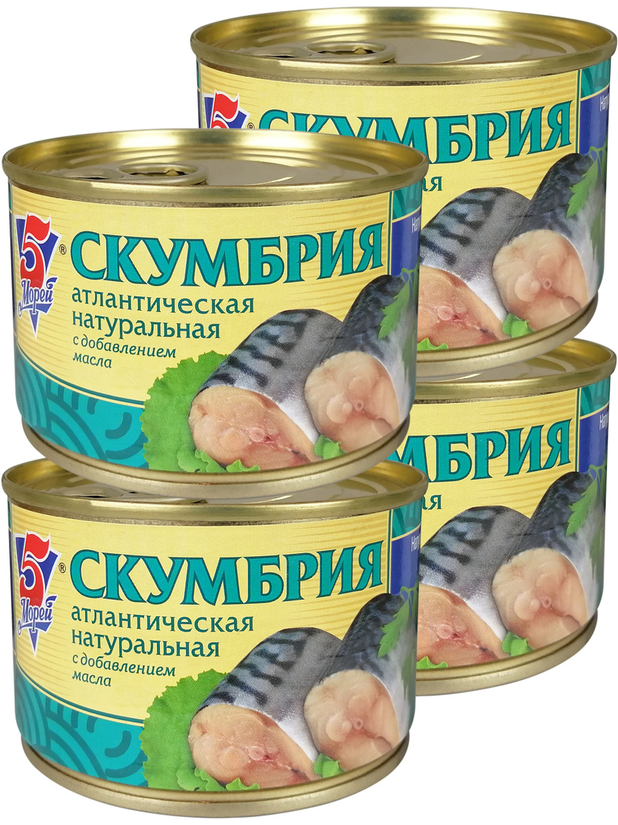 Консервы рыбные 5 Морей - Скумбрия атлантическая, 250 г - 4 шт — купить ...