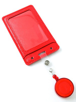 Бейдж с рулеткой Красного цвета / Держатель для бейджа с карманом для карты, пропуска с ретрактором рулеткой. Спонсорские товары