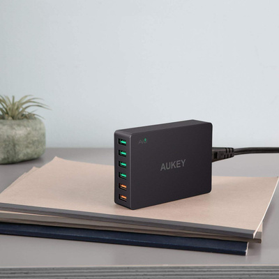 Зарядное устройство Aukey Сетевое зарядное устройство быстрое QC 3.0 6xUSB Aukey PA-T11, 60W Вт - купить по выгодной цене в интернет-магазине OZON