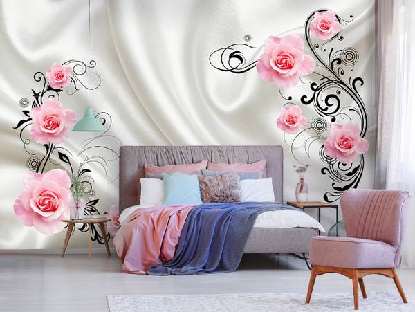 3Д Фотообои 3d флизелин на стену DIVINO Decor "Шелк и розы 400х270 ...