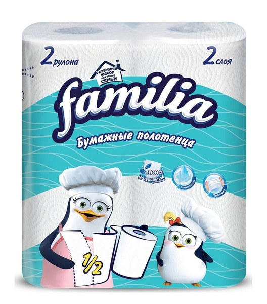 Бумажные полотенца Familia 2 слоя, 1/2 листа 2 рулона - купить с ...
