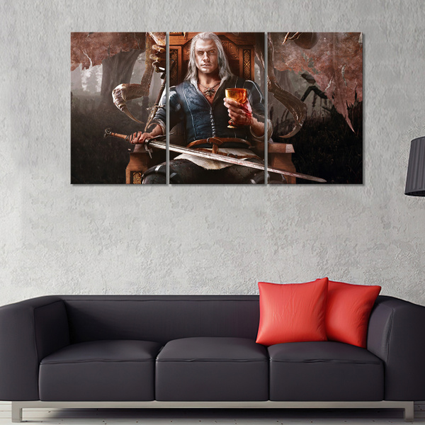 Большая модульная картина на холсте - Geralt is on the throne The ...