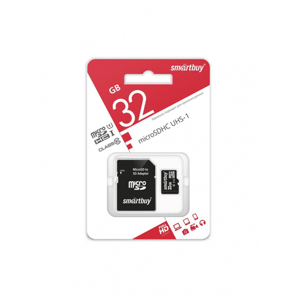 Карта памяти micro sdhc 32gb smartbuy class 10 uhs i adp