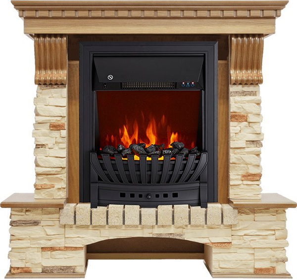 Камин Royal Flame Pierre Luxe - Дуб / Сланец с очагом Aspen Black ...
