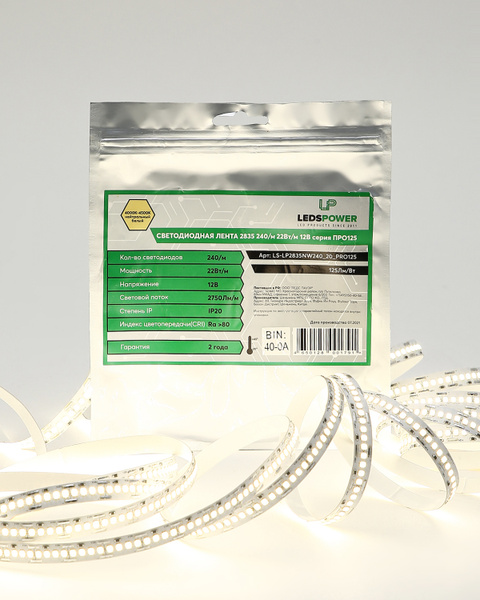 Светодиодная лента LEDS POWER (серия ПРО125), 5м, 12В, 240LED/m, IP20 ...