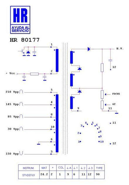 ТДКС (FBT) 6174V-6006 M ( HR80177,BSC25-N1648) Строчный трансформатор ...