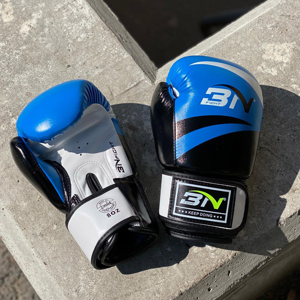 Боксерские перчатки BN fight черно-синие (8 oz) купить на OZON по ...