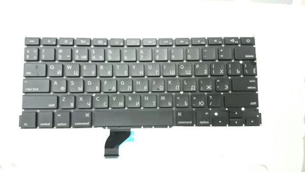 Клавиатура для ноутбука Apple MacBook A1502 черная, плоский Enter ...