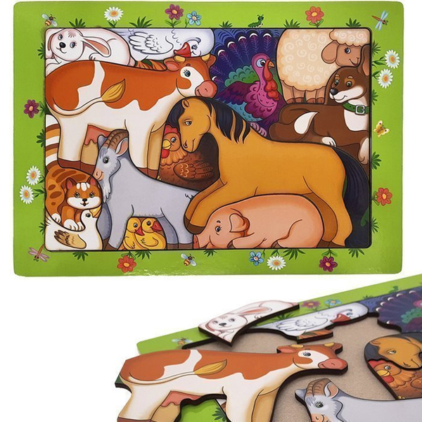 Деревянный пазл для детей "Домашние Животные" - купить с доставкой по ...