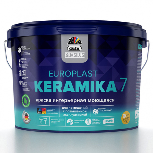 Краска DUFA интерьерная PREMIUM Europlast Keramika 7 белая 2,5 л база 1 ...