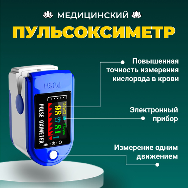 Пульсоксиметр медицинский на палец, Оксиметр, Пульсометр, Сатуратор на ...
